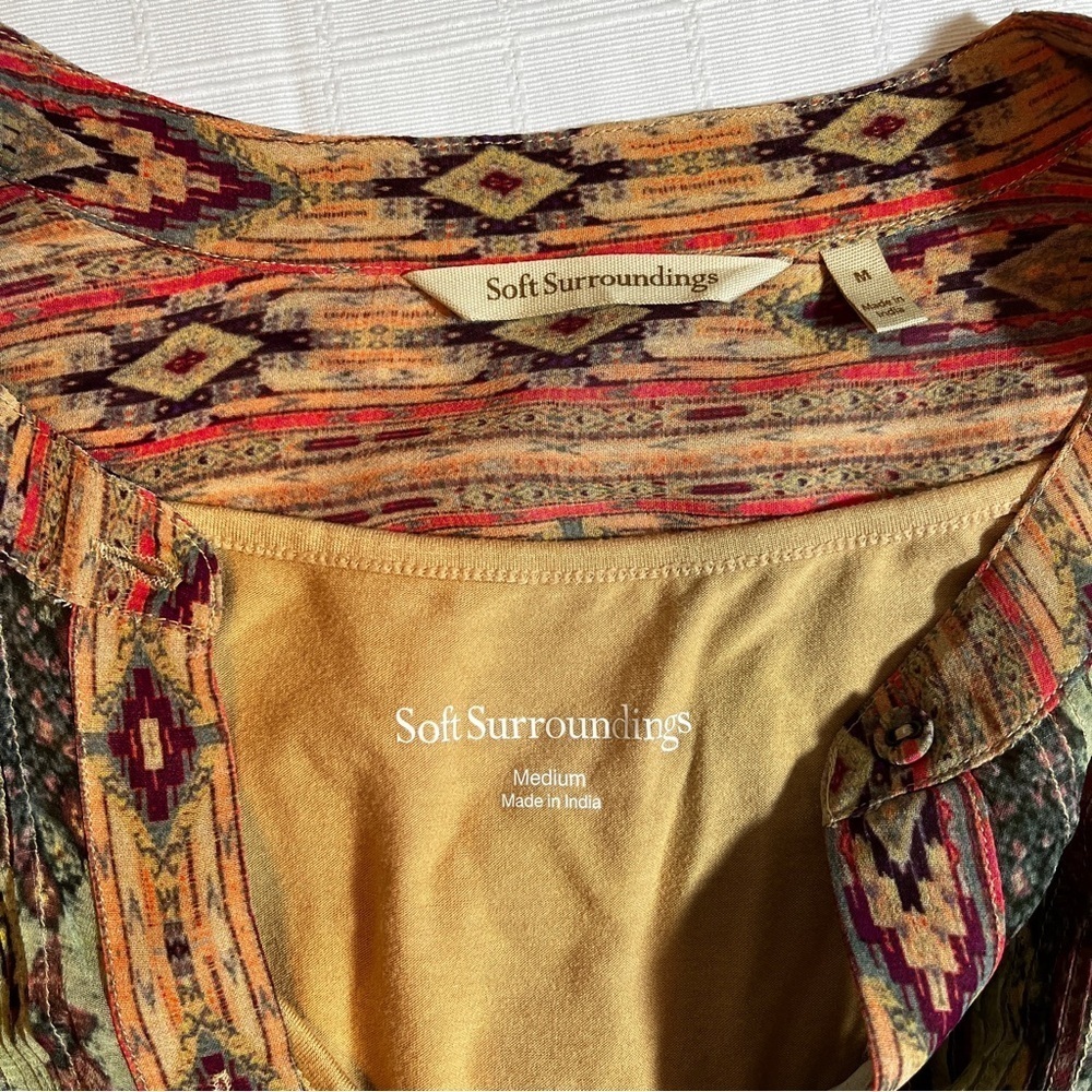 Soft Surroundings Southwest Boho Aztec Graphic Tunic Blouse Women's Medium - Picture 8 of 9